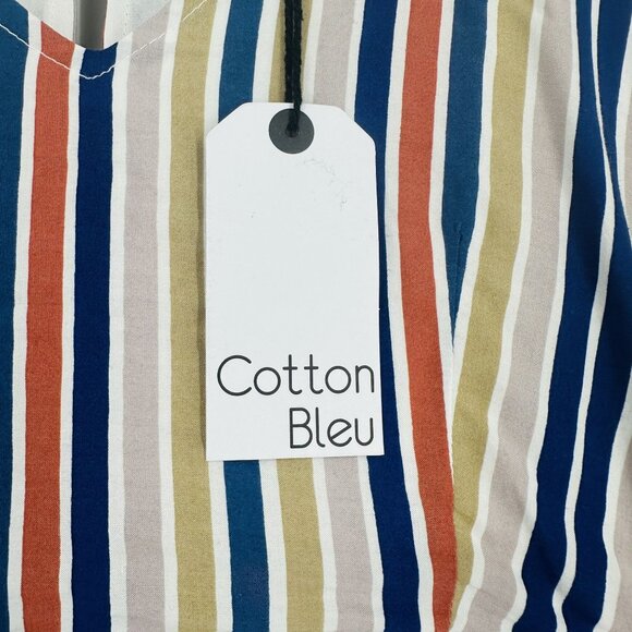 Cotton Bleu Multi Flutter Sleeve Striped Scarf Print V-neck Keyhole Maxi Dress S - Picture 7 of 13